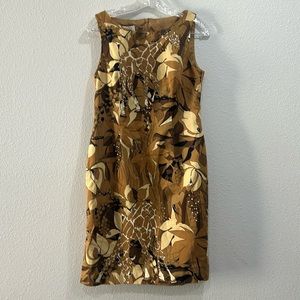 Talbots Womans Size 8 Sleeveless Giraffe Dress Animal Print Lined Brown Tan